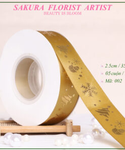 ruy băng in chữ nhũ happy christmas 660