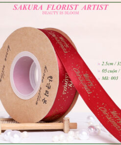 ruy băng in chữ nhũ happy christmas 260