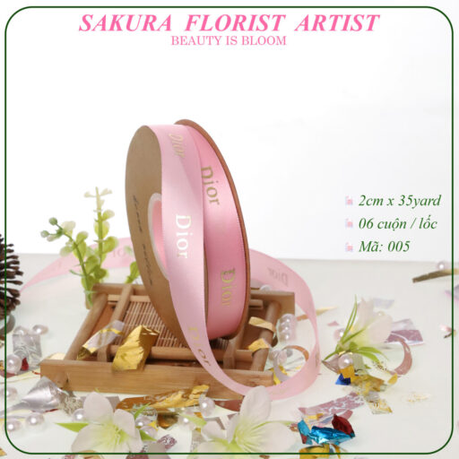 Ruy Băng In Chữ DIOR nhũ, Loại 2.0cm x32yard