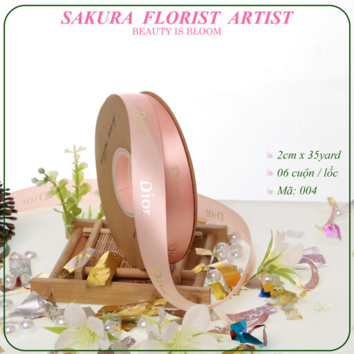 Ruy Băng In Chữ DIOR nhũ, Loại 2.0cm x32yard