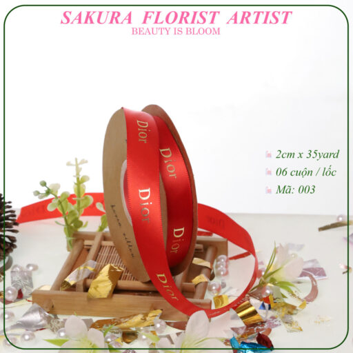 Ruy Băng In Chữ DIOR nhũ, Loại 2.0cm x32yard