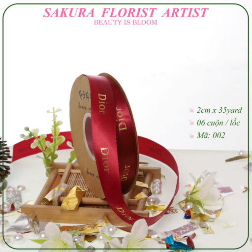 Ruy Băng In Chữ DIOR nhũ, Loại 2.0cm x32yard