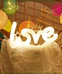 Đèn Led Chữ Love Trang Trí Decor Bó Hoa, Quà Tặng, Bánh Sinh Nhật, Đèn Led Chữ 3 Chế Độ 2 Den led chu Love 6x10.5cm 3 che do 1
