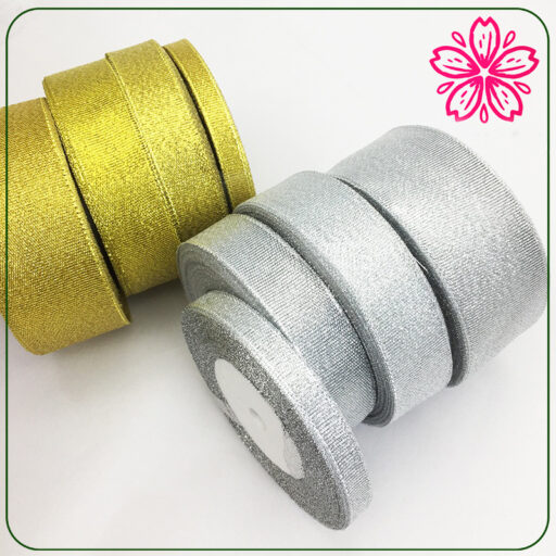 Ruy băng nhũ vàng, bạc 2-4cm x 25 yard – Lấp lánh sang trọng tại Phụ Kiện Hoa Sakura