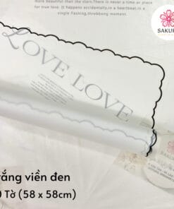 Giấy Gói Hoa Họa Tiết Viền Ren Sóng 58x58cm 3 Giấy Gói Hoa Họa Tiết Viền Ren Sóng - Trắng viền đen