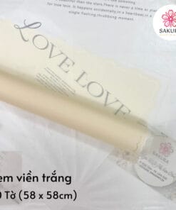 Giấy Gói Hoa Họa Tiết Viền Ren Sóng 58x58cm 4 Giấy Gói Hoa Họa Tiết Viền Ren Sóng - kem viền trắng