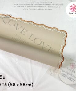 Giấy Gói Hoa Họa Tiết Viền Ren Sóng 58x58cm 7 Giấy Gói Hoa Họa Tiết Viền Ren Sóng - Nâu viền xám