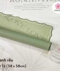 Giấy Gói Hoa Họa Tiết Viền Ren Sóng 58x58cm 8 Giấy Gói Hoa Họa Tiết Viền Ren Sóng xanh rêu