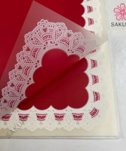 Giấy Gói Hoa Họa Tiết Ren Vuông đỏ