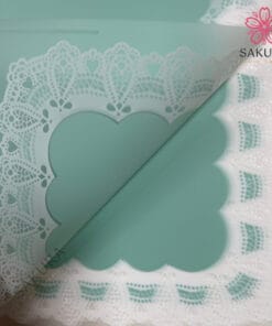 Giấy Gói Hoa Họa Tiết Ren Vuông xanh ngọc