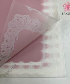 Giấy Gói Hoa Họa Tiết Ren Vuông hồng