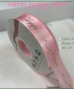 ruy băng lụa in chữ happy 123