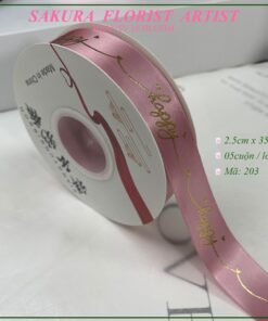 ruy băng lụa in chữ happy 203