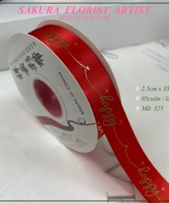 ruy băng lụa in chữ happy 325