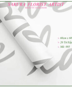 giấy gói hoa in chữ love trắng