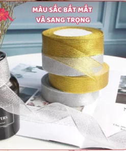 Ruy Băng Nhũ Kim Tuyến 25Yard, Gói Hoa, Gói Quà, Trang Trí Tiệc