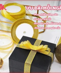 Ruy Băng Nhũ Kim Tuyến 25Yard, Gói Hoa, Gói Quà, Trang Trí Tiệc