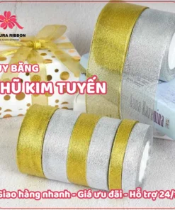 Ruy Băng Nhũ Kim Tuyến 25Yard, Gói Hoa, Gói Quà, Trang Trí Tiệc
