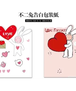 Giấy Gói Hoa Chữ Love Hình Thỏ, Xấp 10T, KT 35x50cm, Giấy Lót Bó Hoa Cao Cấp 1 giay goi hoa chu love hinh tho 2