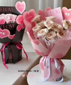Giấy Gói Hoa Chữ Love Hình Thỏ, Xấp 10T, KT 35x50cm, Giấy Lót Bó Hoa Cao Cấp 4 giay goi hoa chu love hinh tho 5