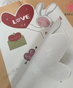 Giấy Gói Hoa Chữ Love Hình Thỏ, Xấp 10T, KT 35x50cm, Giấy Lót Bó Hoa Cao Cấp 6 giay goi hoa chu love hinh tho 7