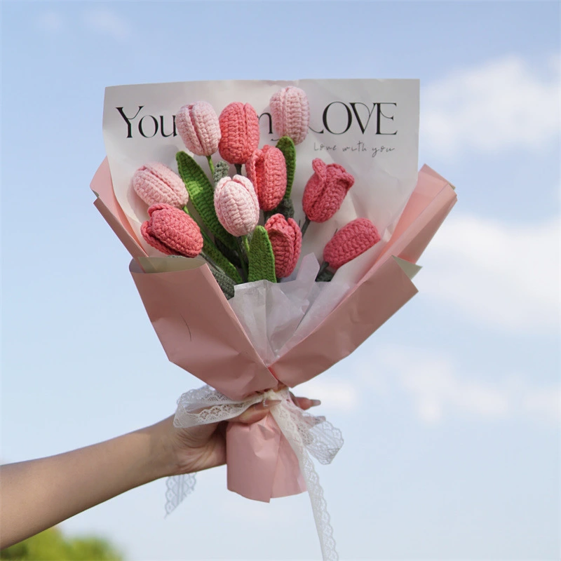 Bó hoa trang trí bằng Ruy băng ren