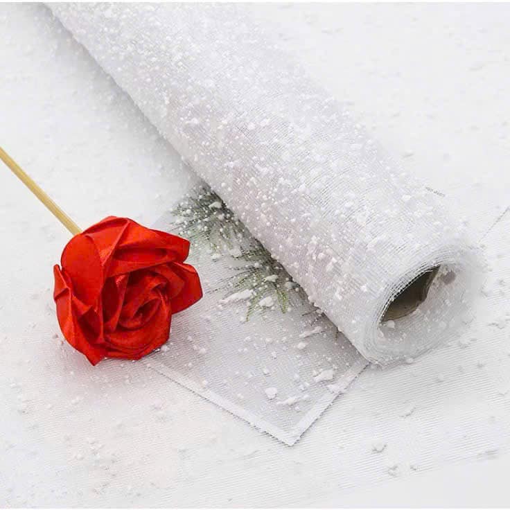 Hoa hồng đỏ và lưới tuyết trắng